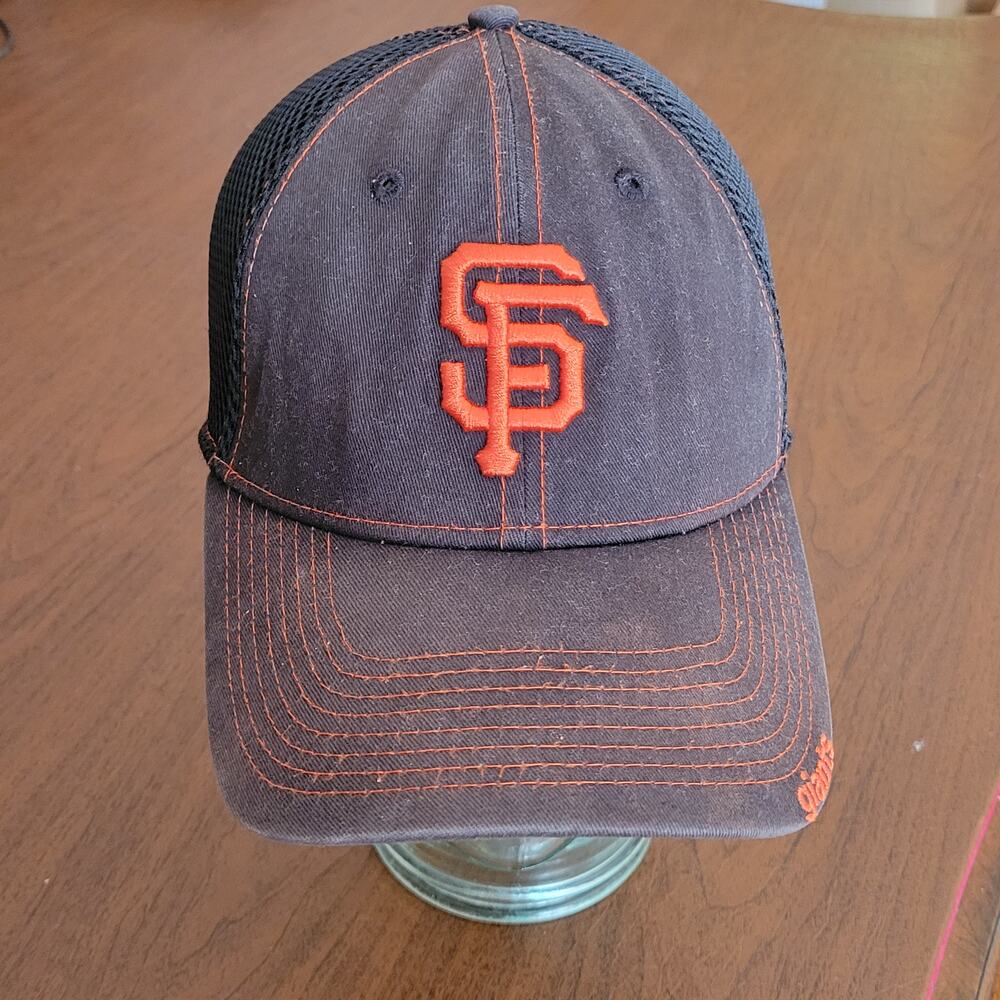 New Era San Francisco Giants Black Orange Mesh Back Fitted Cap Hat Size S-M